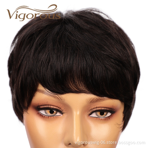 Natural Looking With Bangs For Black Women Unprocessed Raw Straight Dropshipping 100% Brazilian Real Human Hair Brazilian
